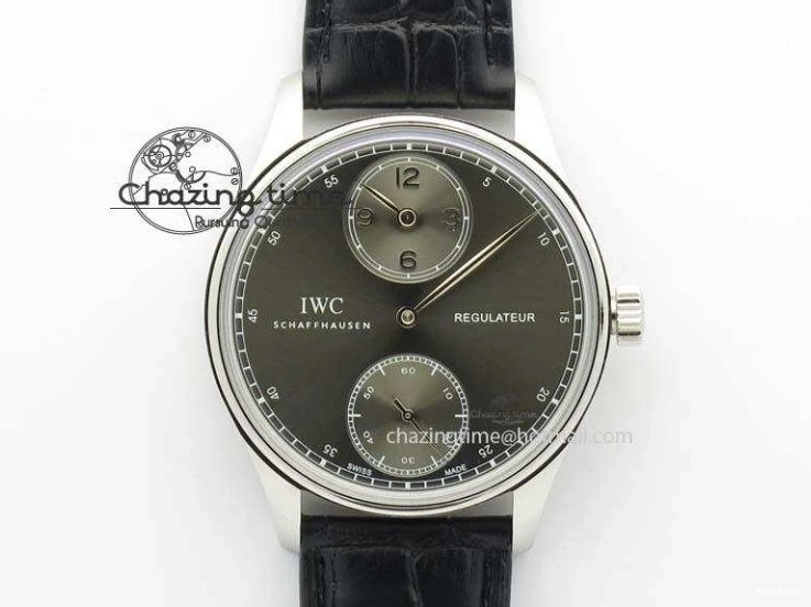 MIROTIME 0513 Portuguese IW544404 SS Gray Dial On Black Leather Strap A Practical 7259